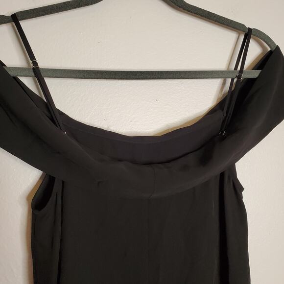 Theory Silk Off The Shoulder Tank Classic Georgette Top Black Size S Minimalist - Picture 5 of 12